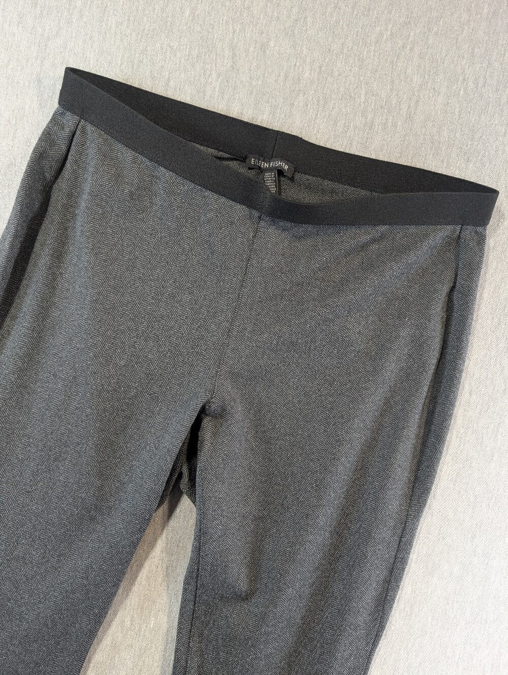 Eileen Fisher Herringbone Stretch Leggings Women's Small Grey Black Ankle Pant